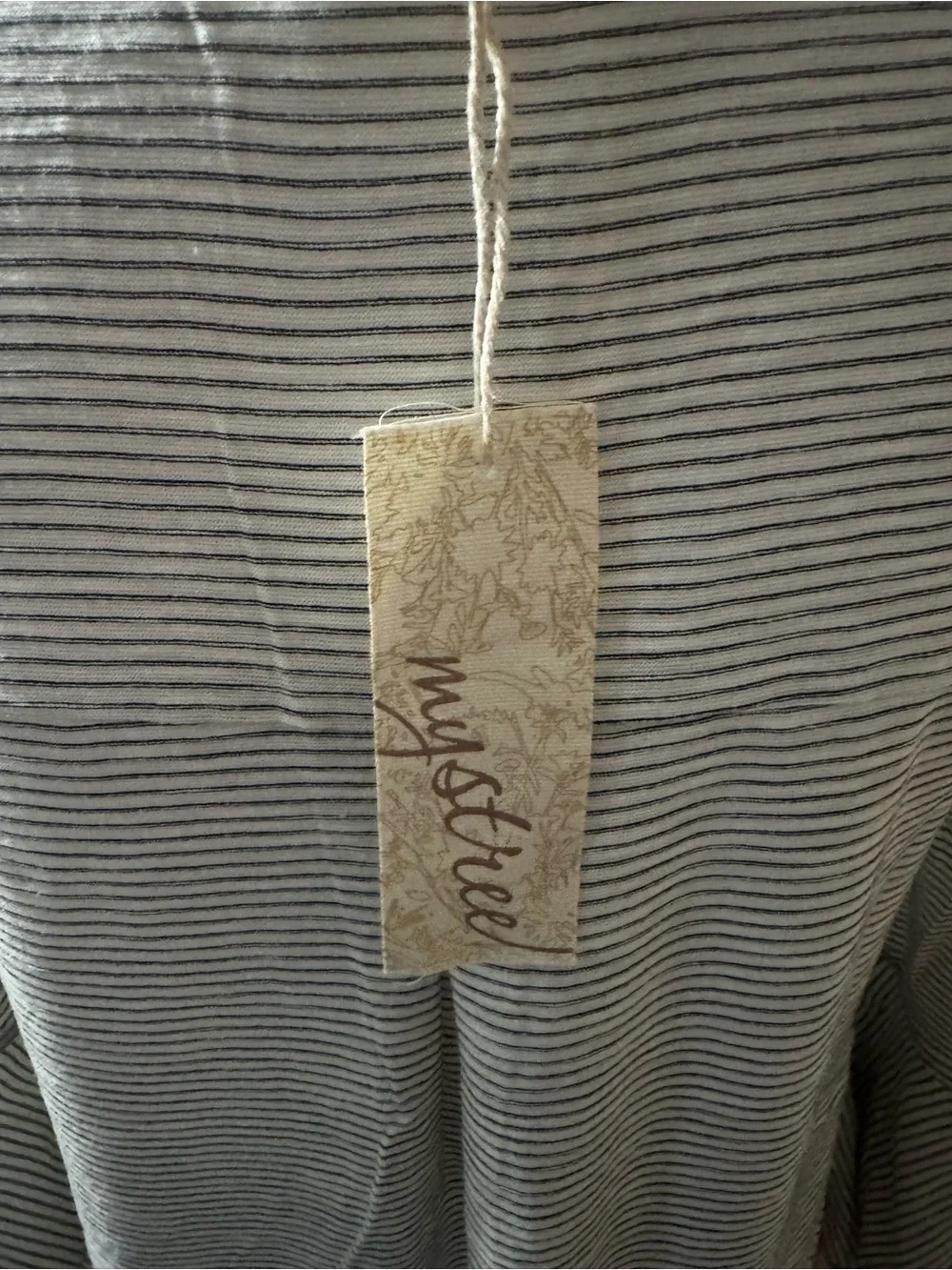 Mystree Pinstripe Bell Sleeve Swing Top - Picture 6 of 7